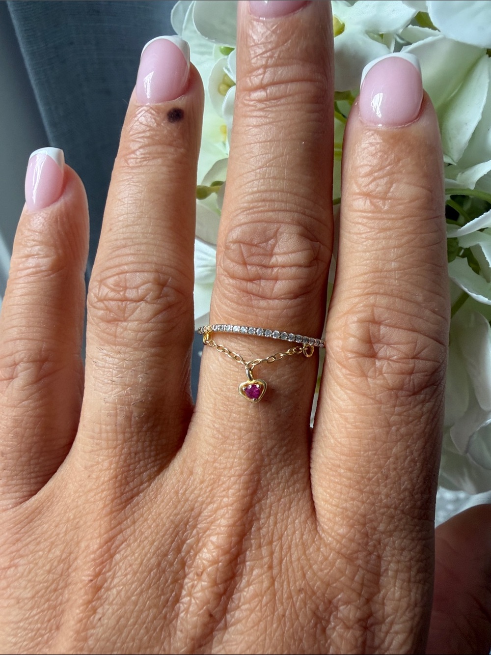 Gold Adjustable Ring with Heart Charm